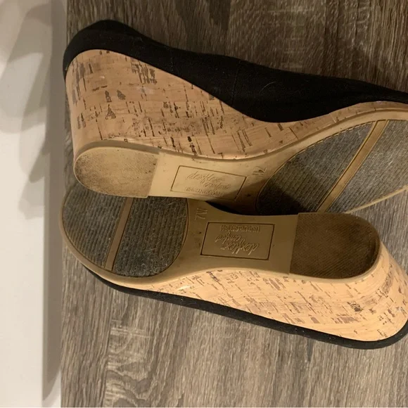 Deflex Confort Elegant Black Wedge Shoes with Cork Heel Size 7 - Picture 7 of 9